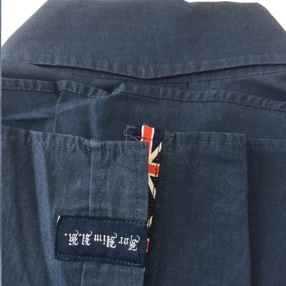 For Him U.K. Men Long Sleeve Shirt Large Navy Embroidered Print - Picture 7 of 14